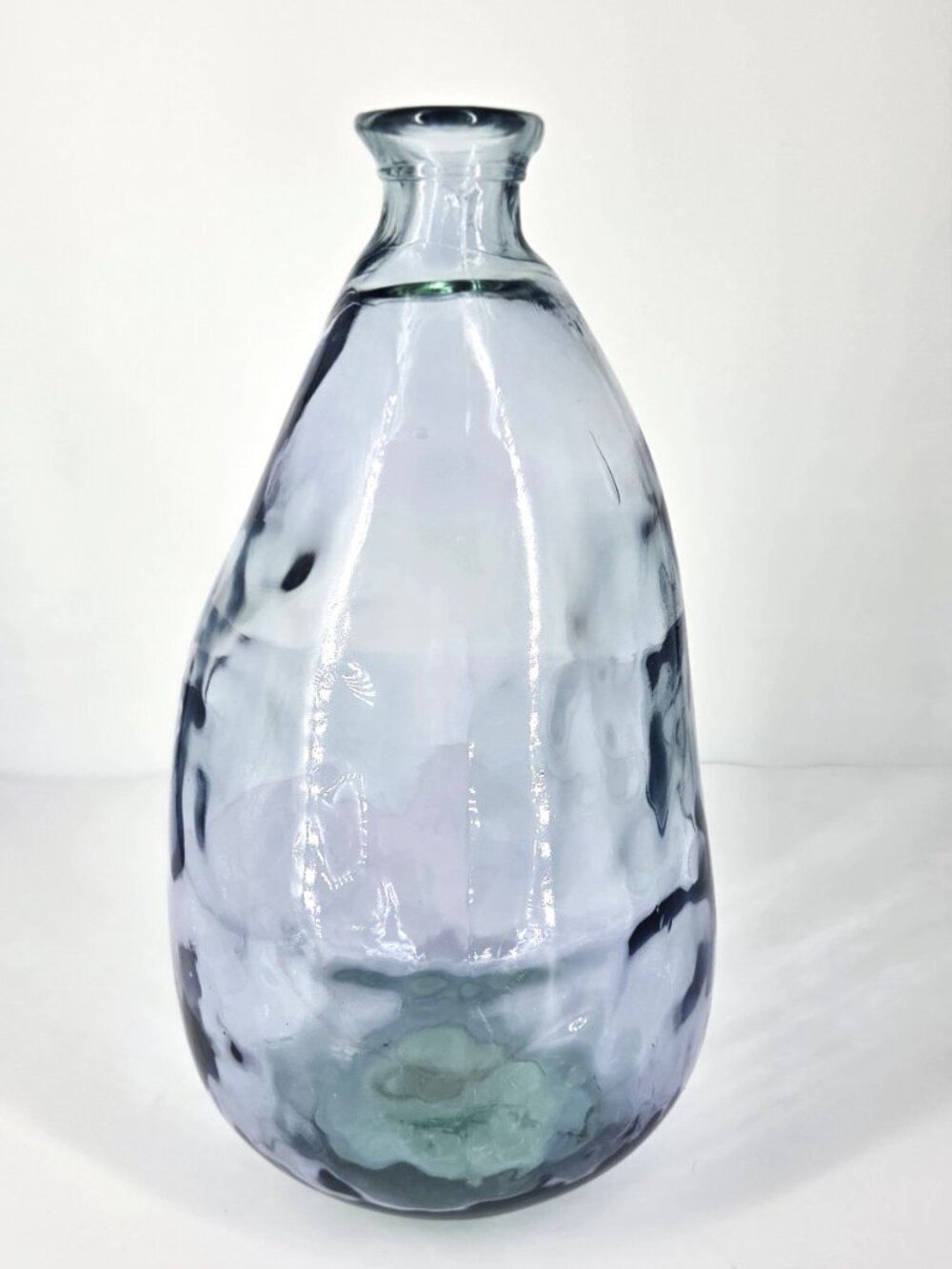 Handmade 100% Recycled Oblong Blue Balloon Glass Vase/Bottle Made in Spain - Picture 2 of 10